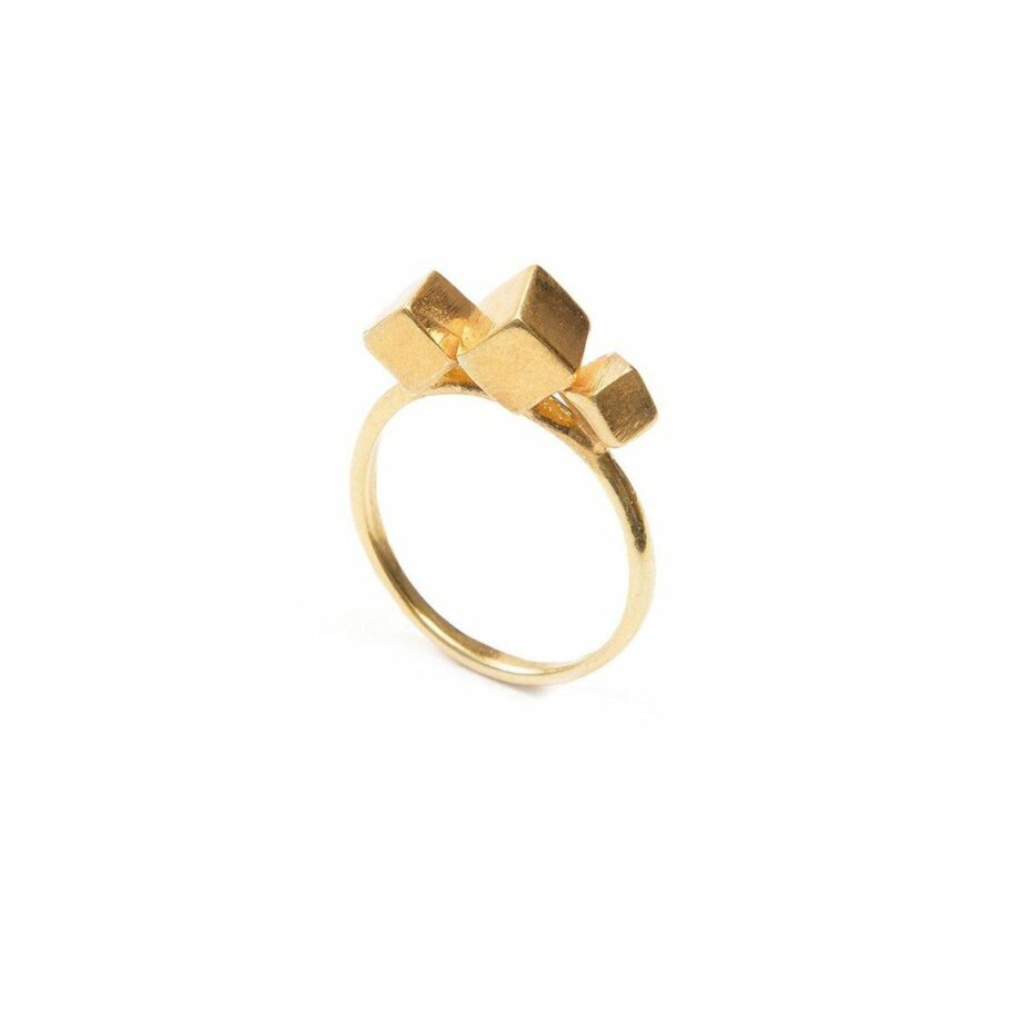 Ring - 3CUBE RING  18ct Gold Vermeil