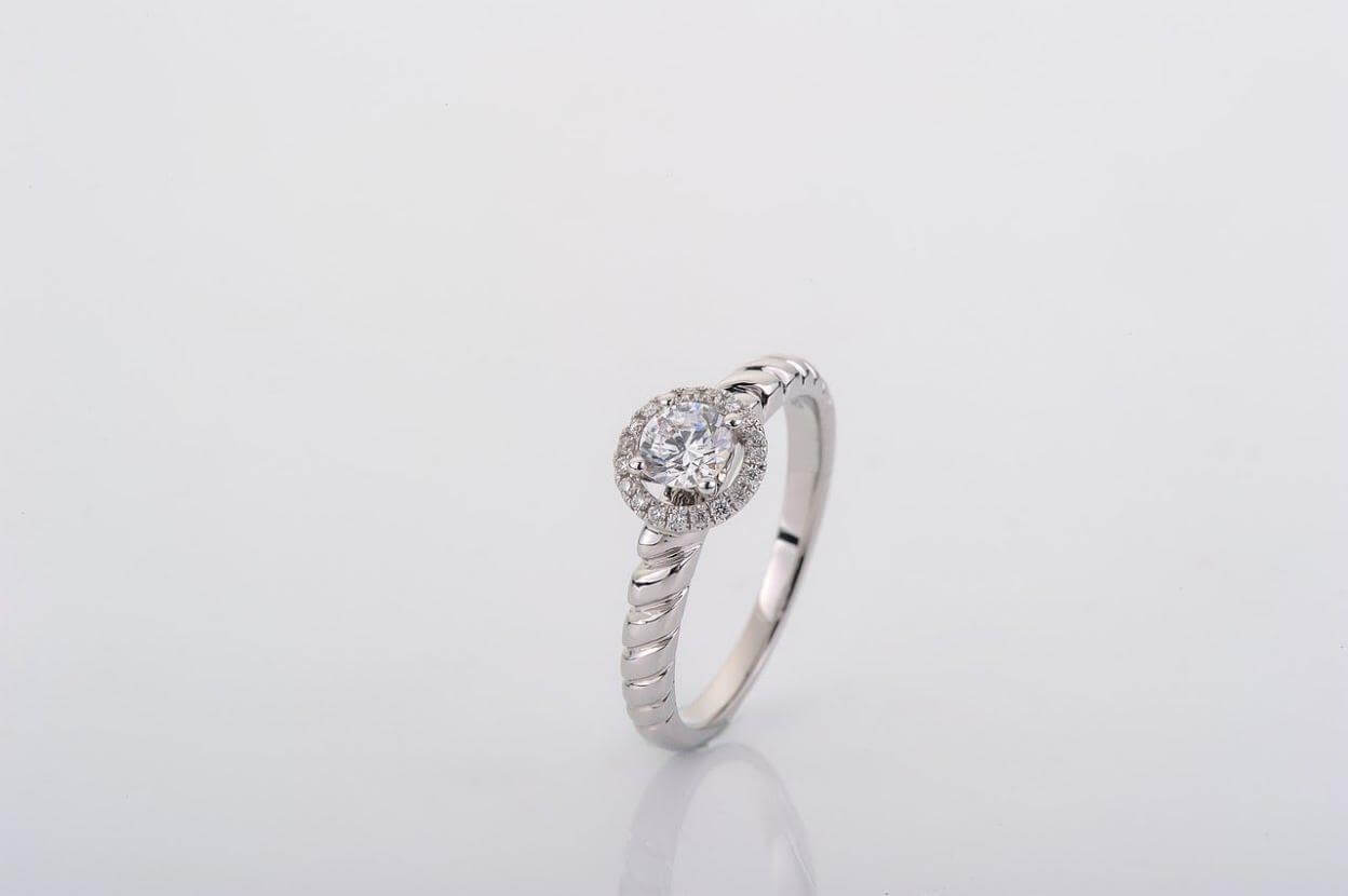 Diamond Engagement Ring, .45 ct. Center Stone in 14K White Gold