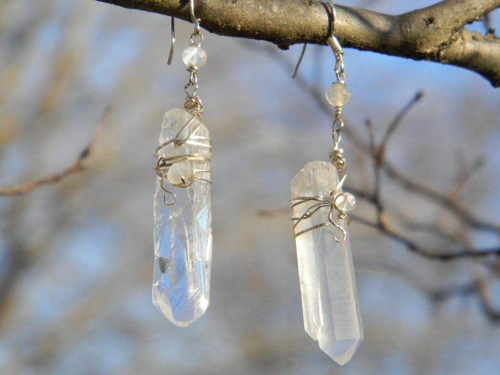 These Wire and Moonstone Earrings